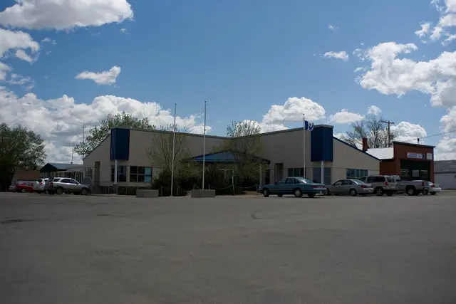 Town office and buildings across the parking lot